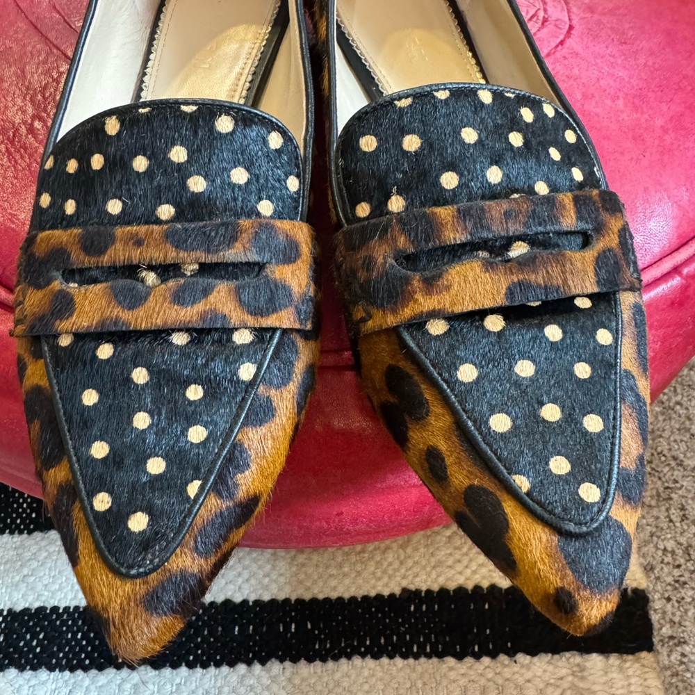 Boden Black and Brown Polka Dot Loafers